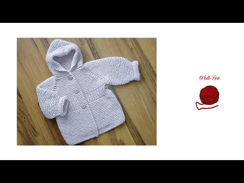 Babyjacke/Mantel stricken, Gr. 74/80, Schritt für Schritt Anleitung, andere Größen siehe Infobox