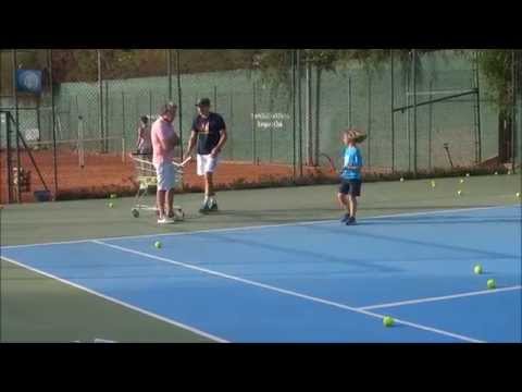 Luka Talan Lopatic (7 years old) training hard balls 1st time - Manolo Santana Racquets Club