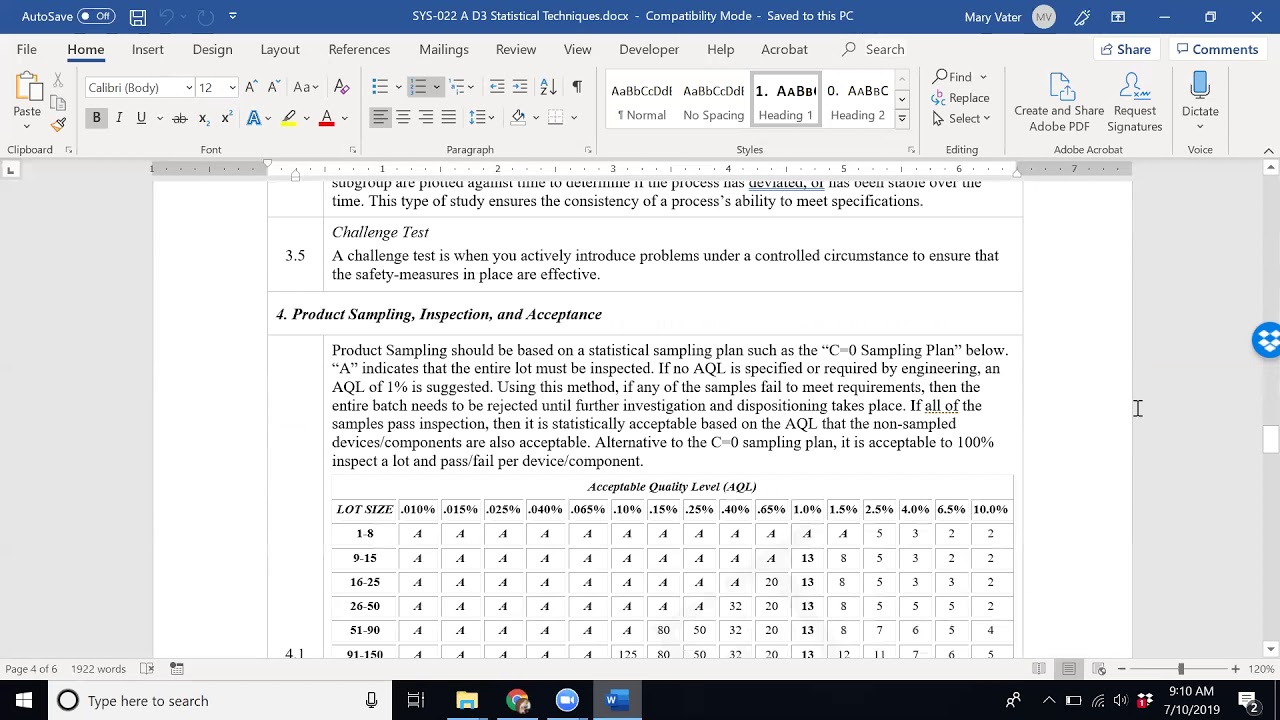 SYS-022 Statistical Techniques Procedure Video