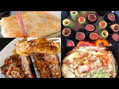 FAMILY DINNER: DOLMA STUFFED WITH RICE AND MEAT, STUFFED CABBAGE, & CHEESE BOREK WITH PUFF PASTRY