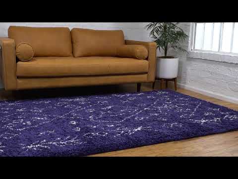 Tapis Temara Shag III Polypropylène / Envers : - Bleu marine - 150 x 245 cm