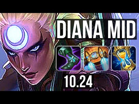 DIANA vs ZIGGS (MID) | 6 solo kills, 1.1M mastery, 300+ games | EUW Diamond | v10.24