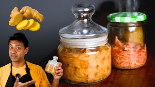Pickled GINGER 3 Ways 🔥 Japanese, Indian, Brined