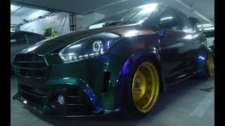 Modifikasi Datsun Go Custom Widebody Kit Stance Lowered Warna Bunglon
