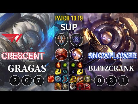 T1 Crescent Gragas vs SnowFlower Blitzcrank Sup - KR Patch 10.19