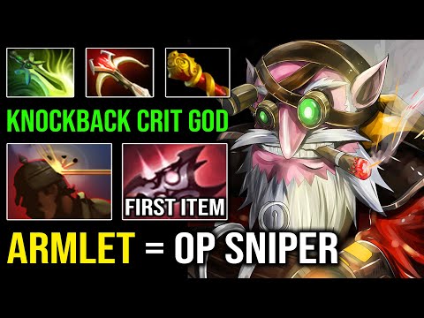 WTF 1st ITEM Armlet Sniper OP Knockback Hit Like a Truck with Insane Critical Butterfly Speed Dota 2