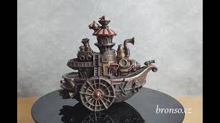 Steampunk loď – dekorativní figurka parníku, retro sci-fi dekorace, Veronese WU77254A4