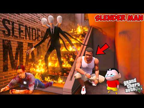 Franklin & Shinchan Protect His House From SlenderMan in GTA 5