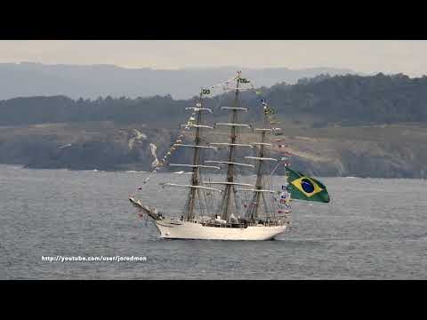 Brazilian Tall Ship NVe CISNE BRANCO (U-20) leaving A Coruña