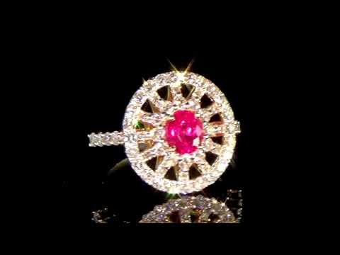 GIA Certified 1.20ct Oval Cut Burma Ruby and Diamond Ring