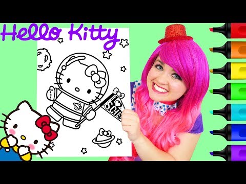 Coloring Hello Kitty Astronaut Coloring Page Prismacolor Colored Paint Markers | KiMMi THE CLOWN Video