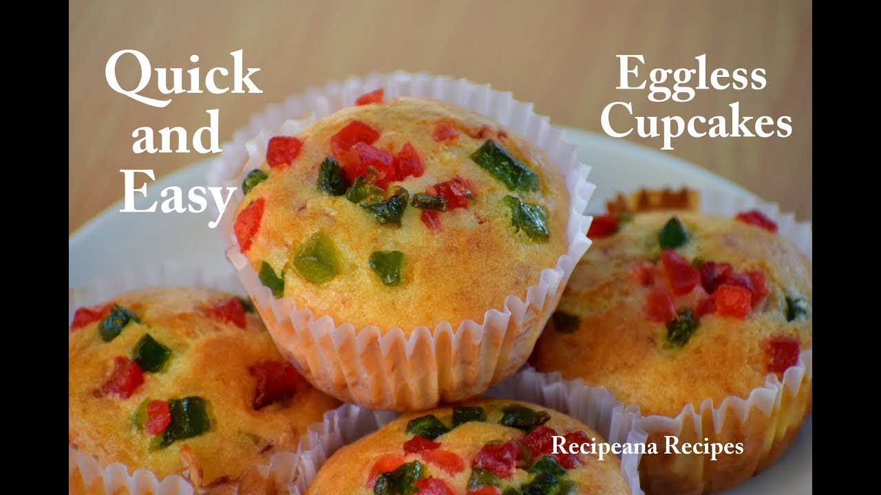 घर पर बनाये एग्ग्लेस कपकेक्स आसान तरीके से - Eggless Cupcake Recipe - Homemade Pineapple Cupcake