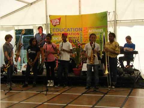 One of the "Tomorrow's Warriors" ensembles at Bermondsey Carnival 2013
