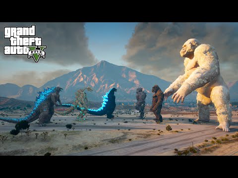 Godzilla, Skeleton Godzilla, Heisei Godzilla vs Kong Team - GTA V Mods
