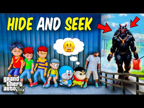 Franklin, Shinchan & Friends Hide From MONSTER 😱 | GTA 5 Telugu | Mr Surya 2.0
