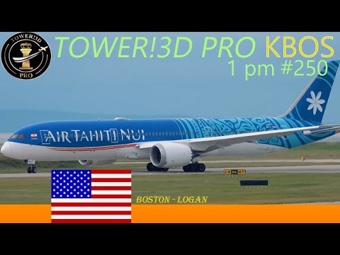 Foggy Boston Logan International drizzle rain many movements Tower!3D Pro (modified*) KBOS @ 1 pm