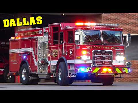 DALLAS FIRE DEPARTMENT Responding Compilation | Fire Engines & Ladder Truck with lights & siren!