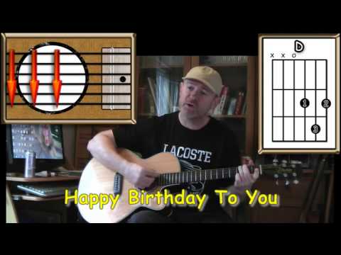 Happy Birthday To You - Acoustic Guitar Lesson - (easy)