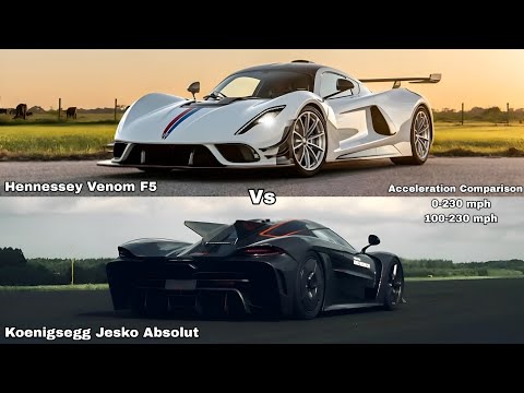 Hennessey Venom F5 Vs Koenigsegg Jesko Absolut 2025 Record Acceleration Comparison 0-230 MPH 