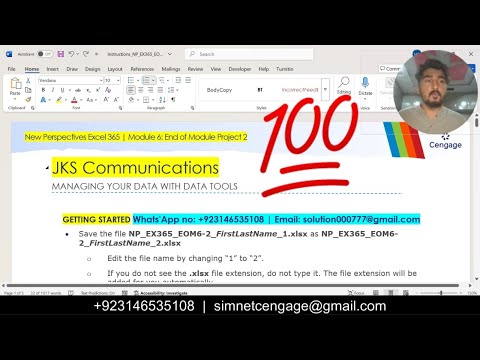 New Perspectives Excel 365 | Module 6: End of Module Project 2  #JKSCommunications #excelmodue8