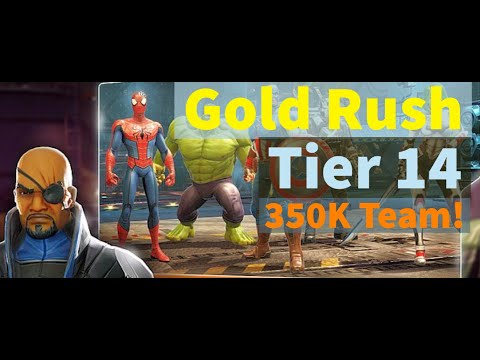 Gold Rush Tier 14 Guide with 350K Symbiotes! How to 3 Star Challenge | MARVEL Strike Force - F2P