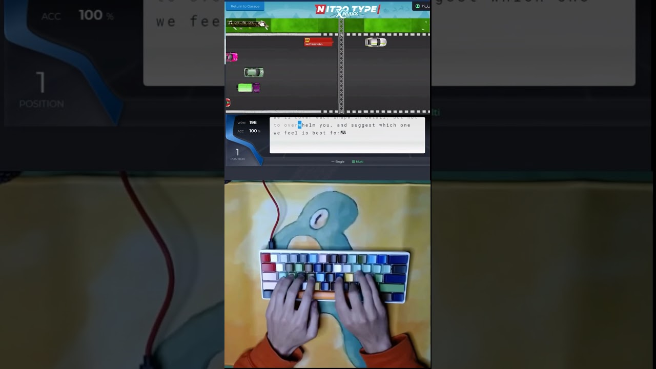 First Recorded Dvorak 200 WPM Nitro Type Race (Tied Dvorak World Record) #short