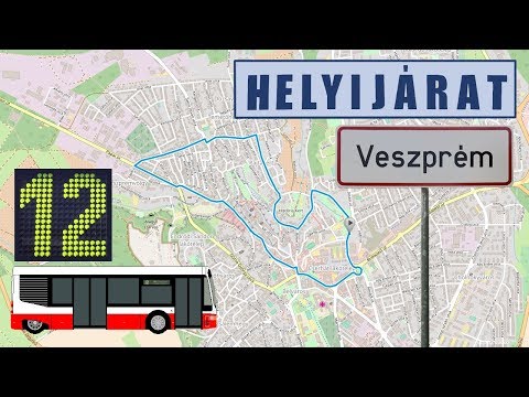Veszprém 12-es helyijárat útvonala, menetrendje (2017).