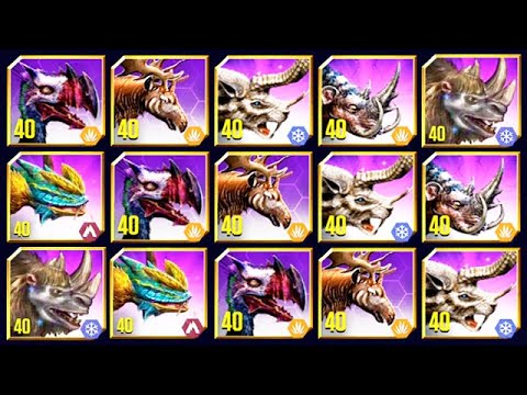 ALL LEGENDARY CENOZOIC HYBRIDS MAX LEVEL 40 (JURASSIC WORLD THE GAME)
