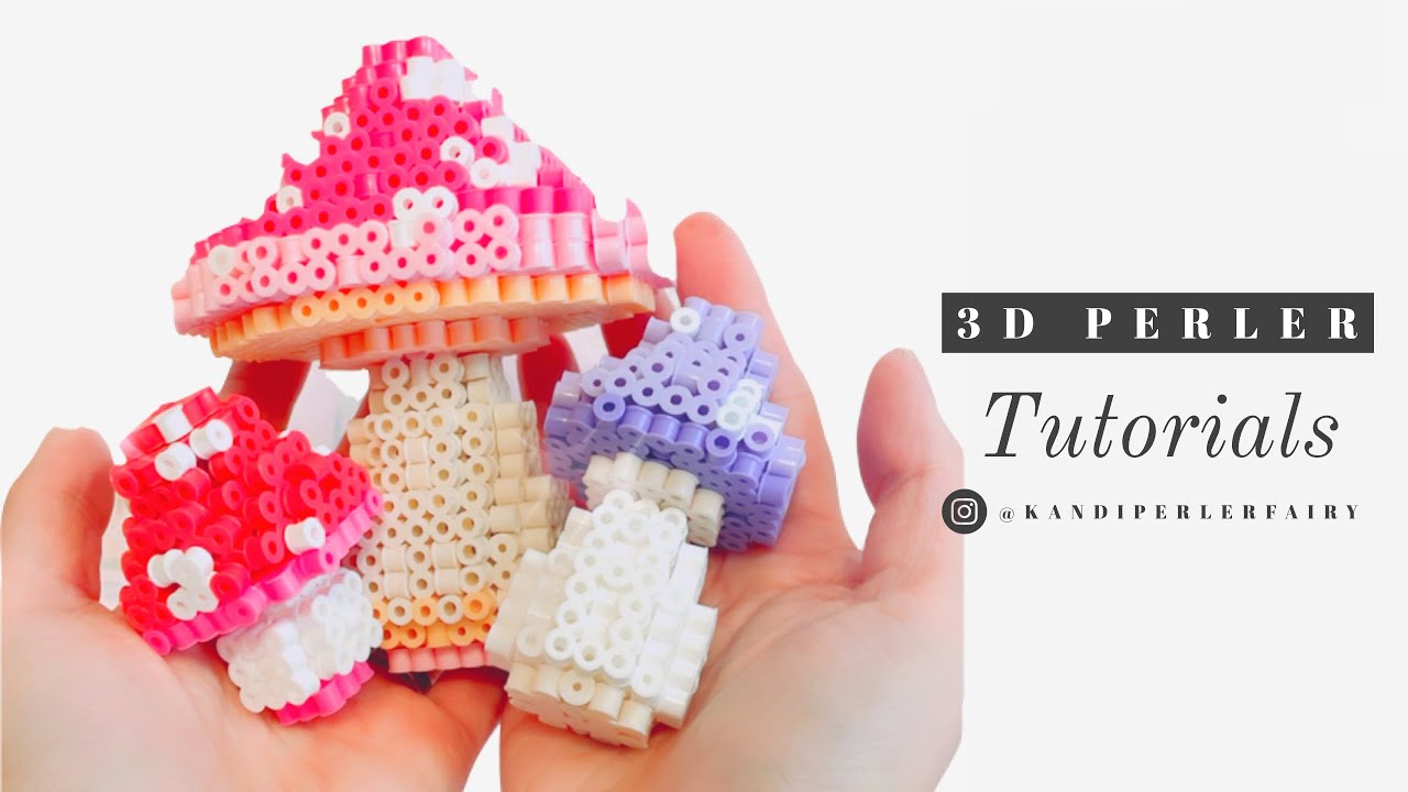 3D Wild Mushrooms 🍄 Perler Beads Tutorial Easy