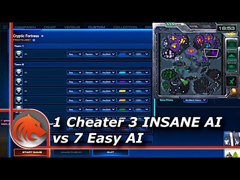 StarCraft 2: Can 1 Cheater 3 (INSANE) AI beat 7 Easy AI's?