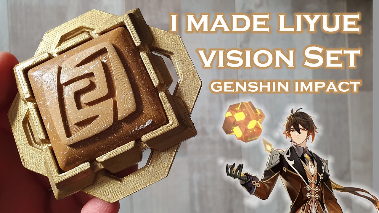 Conjunto de vis&atilde;o Liyue para impress&atilde;o 3D - Impacto Genshin - Moldura de vis&atilde;o e 7 pedras diferentes Modelo de Impressão 3D