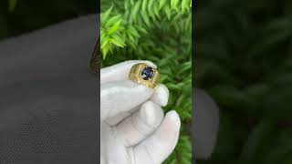 Nhẫn Đá Spinel Xanh Tự Nhiên Xanh Dương Bọc Vàng 18k Trang Sức Phong Thuỷ May Mắn