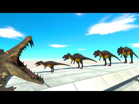 BATTLE 4 SIZE of INDORAPTOR CARCHARODONTOSAURUS - Animal Revolt Battle Simulator