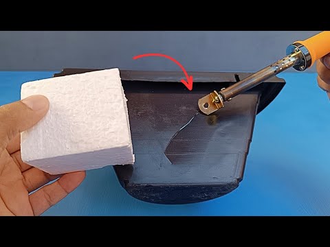 Método engenhoso! Reparação de plástico com isopor e ferro quente.
