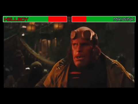 HELLBOY vs MR.WINK With Health Bars (HELLBOY 2 THE GOLDEN ARMY 2008)
