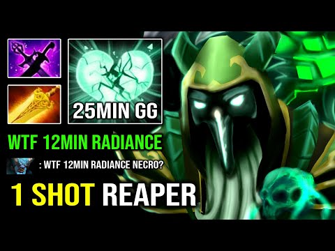 1 SHOT REAPER 12Min Radiance Solo Mid Necrophos Crazy HP Regen EZ MMR 25Min GG Dota 2