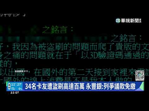 34名卡友遭盜刷高達百萬　永豐銀:列爭議款免繳