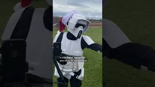 Trooper Mom, Mando Dad and Grogu Try to Shoot a Christmas Card Photo