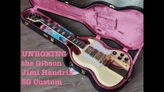 Video thumbnail for UNBOXING the NEW Gibson Jimi Hendrix 1967 SG Custom FIRST LOOK In Detail Murphy Lab Aging by RJV Guitars