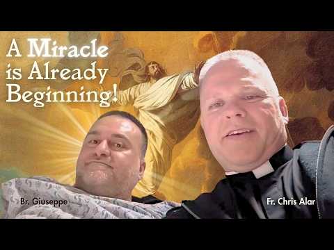 A Miracle is Already Beginning! Fr. Chris with Cameraman Giuseppe