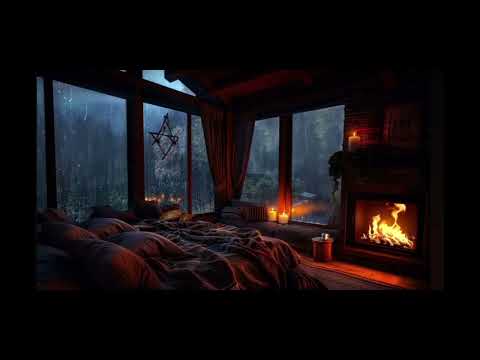 🛑 【1H】🌧 Bedroom Haven – Thunderstorm, Fireplace & Dimmed Lights 🌙