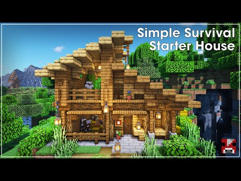 Minecraft Timelapse - Easy Survival Starter House with a Slanted Roof (WORLD DOWNLOAD