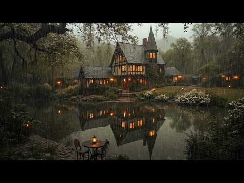 A Hidden Cottage Beside the Silent Lake | Rainy Reflection, Quiet Thoughts & Dark Academia Piano