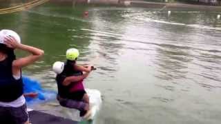 2 girls on a wake board fail!