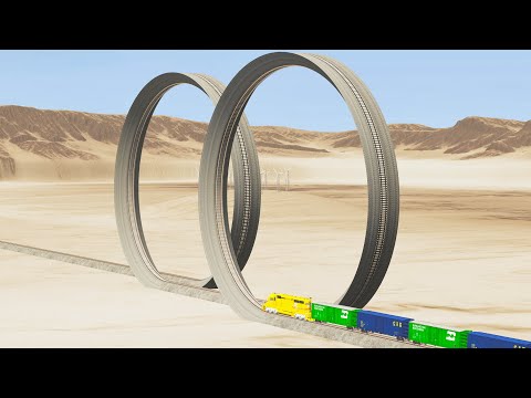 Trains vs Double Loop 😱 - Beamng Drive