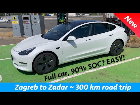 Tesla Model 3 2021 (LR) - Zagreb - Zadar road trip (full car) power consumption, fast charging...