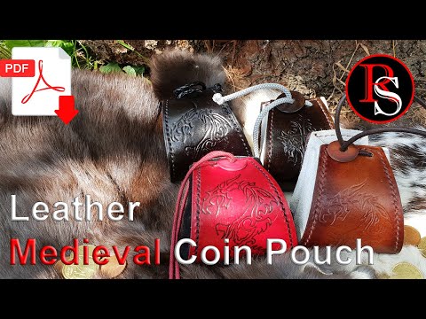 How To Make A Drawstring Leather Pouch / Leatherwork With .pdf Pattern Video