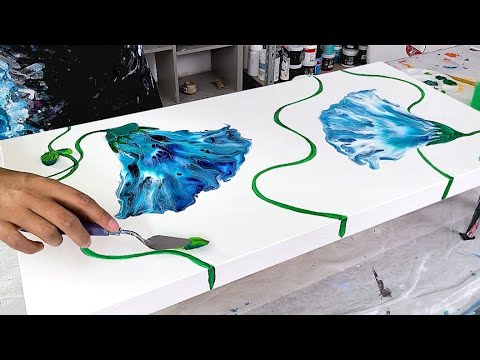 I Turned Liquid Puddles of Paint into Gorgeous Acrylic Pouring Flowers with 3D Leaves!!
