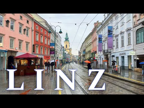 LINZ AUSTRIA 🇦🇹  February 2026 - Walking Tour, Raining Day in Linz Austria 4K UHD 