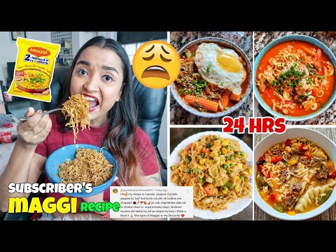 I ate My SUBSCRIBER's MAGGI Recipes for 24 Hours Challenge - Ep3 Viral Maggi FOOD CHALLENGE - India